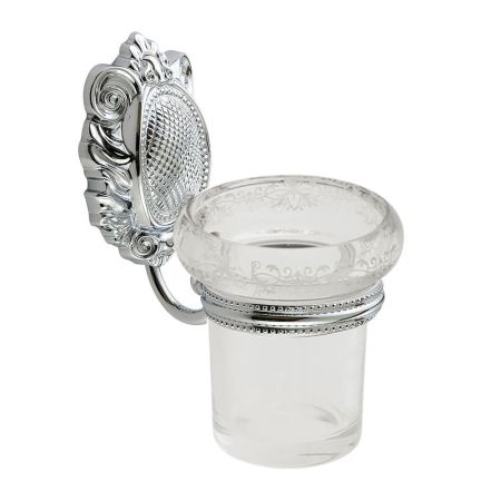 CLEOPATRA Стакан настенный, стекло прозрачное с матовым декором/хром, артикул 16649