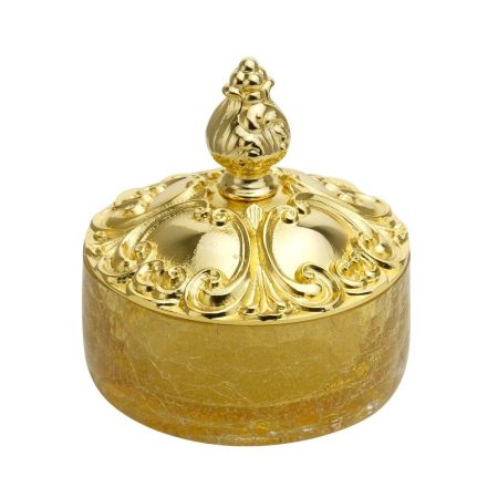 ELISABETTA Баночка низкая H5 см. с крышкой, стекло/золото, артикул 17057