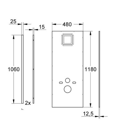 Облицовка инсталляции для унитаза GROHE Rapid SL 113 см (38636001)