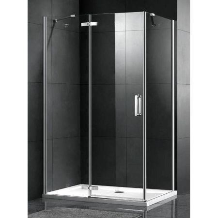 Душевой уголок Gemy Fall Tea 100х80 прямоугольный профиль Хром стекло прозрачное