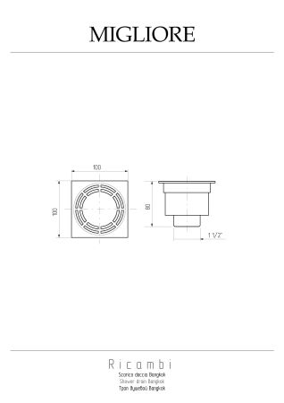 BANGKOK Трап душевой, 100x100 mm., золото, артикул 20213
