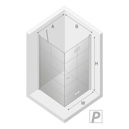 Душевое ограждение NEW TRENDY NEW SOLEO BLACK R 90x90x195 D-0290A/D-0121B (черный), артикул D-0290A/D-0121B