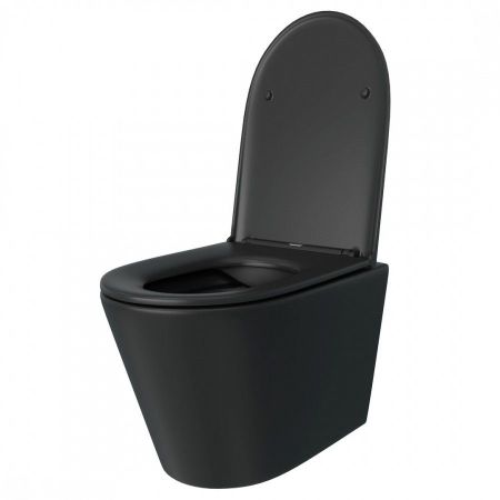Унитаз подвесной Maretti Florenza безободковый с микролифтом, FL10PBM97-560, черный, артикул FL10PBM97-560