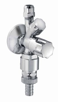 Schlosser, комб. угловой вентиль с дизайнерской рукояткой и аэратором, подключение  1/2", цвет хром