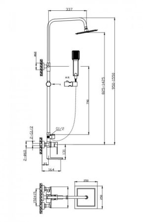 Душевая стойка BelBagno ROMANO ROMANO-VSCM-CRM, артикул ROMANO-VSCM-CRM
