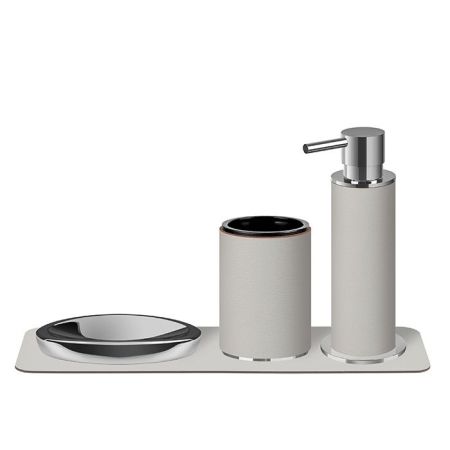 ADJ Стакан для зубных щеток, D7xH10 см., цвет:chrome/устричный, артикул 4941.chrome/02