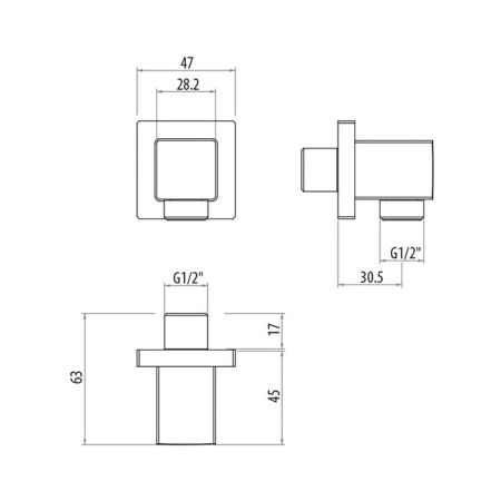 Gattoni Accessori Вывод для душа , цвет хром, артикул PRAQU10COcr