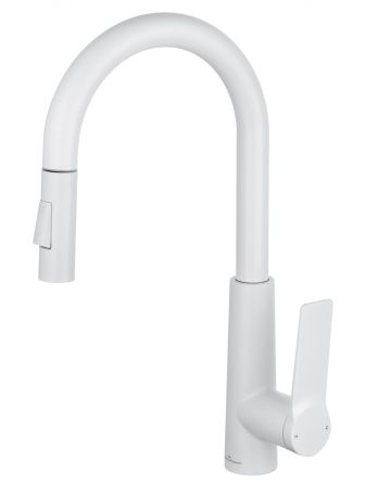 Смеситель для кухни с выдвижным изливом WONZON & WOGHAND, Белый матовый (WW-A20782-MW), артикул WW-A20782-MW