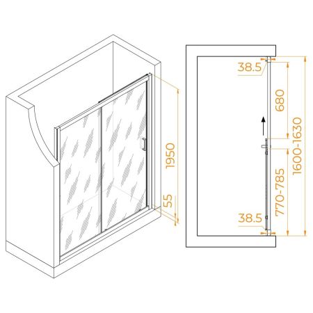 Душевая дверь RGW PA-016B (Прозрачное, 1600), артикул 350801616-14
