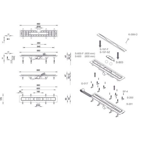 Душевой уголок Ambassador Nord 13011108-ST6, квадратный, линейный трап, 90х90, артикул 13011108-ST6