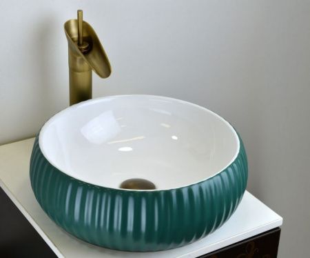 Раковина-чаша Bronze de Luxe 40 1382 Изумрудный глянец Белый глянец