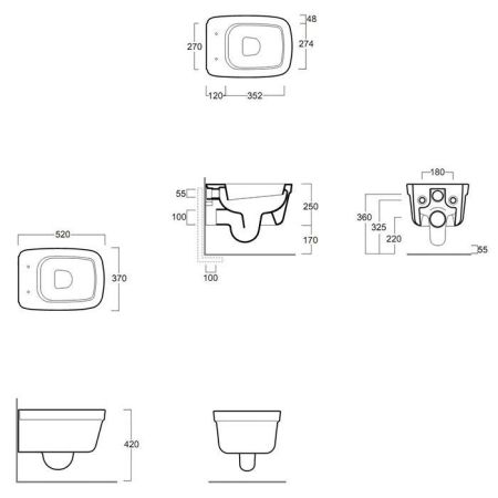SIMAS Evolution Унитаз подвесной 52х37см, цвет белый (без крепежа F85), артикул EVO18bi