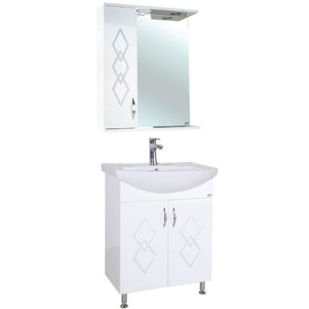 Зеркало со шкафом Bellezza Элеганс 50 L 4618606522015 с подсветкой Белое, артикул 4618606522015