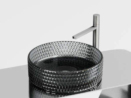 Умывальник чаша накладная круглая (цвет черный) Кристалл (Cristal) 360x360x112мм, артикул CN6060