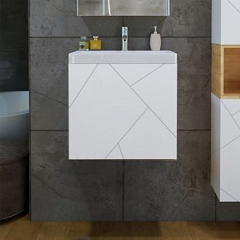 Тумба под раковину подвесная Бриклаер КРИСТАЛЛ белый, 50 см