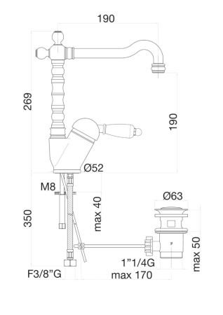 Смеситель для раковины Fiore IMPERIAL 83CO2245, хром/золото, артикул 83CO2245