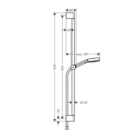 Душевой гарнитур, Hansgrohe, Vivenis, размер штанги, мм-900, размер душевого диска, мм-105, форма лейки-круглая, количество режимов-3, тип струи-PowderRain, IntenseRain, массажная, цвет-черный матовый, артикул 24170670