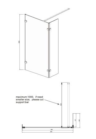 Душевая перегородка Ambassador Walk-in 15031106-ST2, свободный вход, линейный трап,100х25 Душевая перегородка Ambassador Walk-in 15031106-ST2, свободный вход, линейный трап,100х25