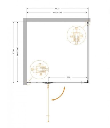 LINER-A-1-90-C-GM-R Душевой уголок, артикул LINER-A-1-90-C-GM-R