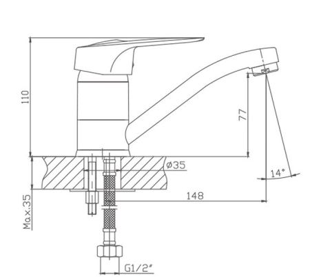 Смеситель для кухни Cron CN4504, хром, артикул CN4504