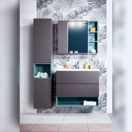 Подвесной шкаф Бриклаер Кристалл 60 подвесной Ясень Анкор темный