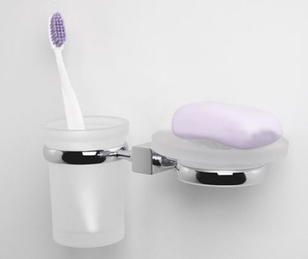 Стакан для зубных щеток с мыльницей WasserKRAFT Lippe K-6526 Хром, артикул K-6526