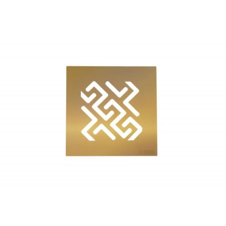 Трап BERGES водосток PLATZ Antik 100х100, золото глянец, S-сифон D50 H60 боковой, артикул 092160