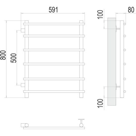 Полотенцесушитель водяной (боковое подключение) Terminus Квинта П6 50х80, артикул 4670078530172