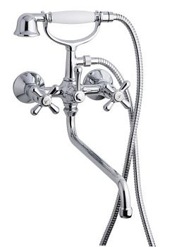 Emmevi Deco Classic, смеситель с длинным изливом (35см) и ручным душем для ванной, цвет хром