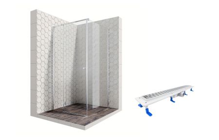 Душевой уголок Ambassador Diamond 12011103L-ST5, квадратный, линейный трап, 100х100, артикул 12011103L-ST5