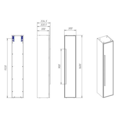 Пенал подвесной La Fenice Elba FNC-05-ELB-G-30, серо-зеленый, артикул FNC-05-ELB-G-30