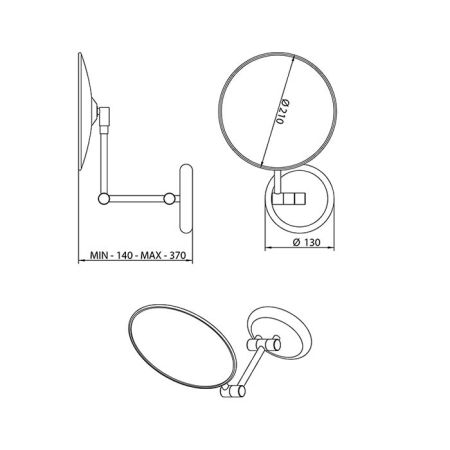 Bongio Hotelerie Зеркало косметическое, диаметр 210 мм, цвет хром, артикул 04042CR00