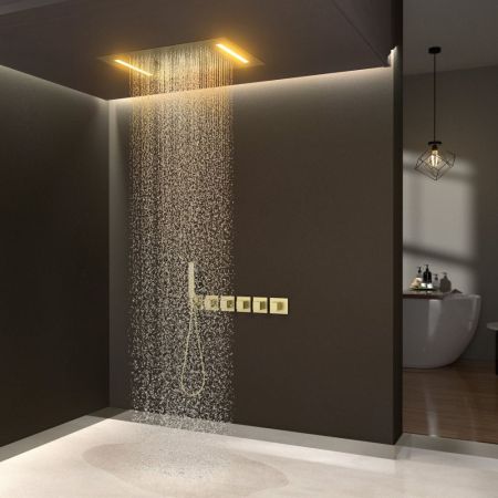 Душевая система встроенная с термостатом Timo Petruma SX-5229/17SM золото матовое, артикул SX-5229/17SM