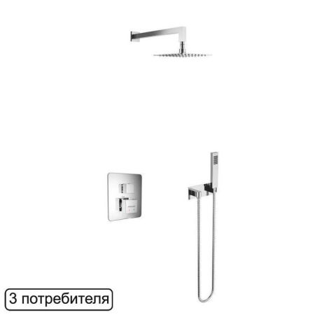 Термостатическая душевая система скрытого монтажа EXCELLENT Frost Quatro Termo AREX.4403CR (хром), артикул AREX.4403CR