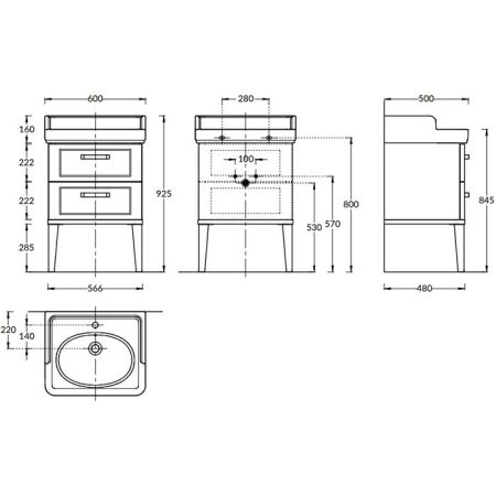 Kerama Marazzi Тумба POMPEI напольная с 2 ящиками 60, белая глянцевая, артикул PO.N.60.2\WHT