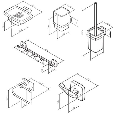 AK90D2106B Gem набор аксессуаров для зоны красоты и туалета, черный, артикул AK90D2106B