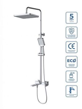 ARDENTE Душевая стойка со смесителем и изливом, хром ARDENTE-VSCM-CRM