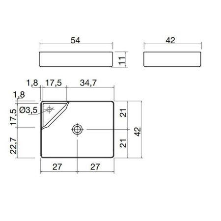 ANTONIO LUPI SIMPLO Раковина 540х420х110мм, для установки на столешницу, с самотечным донным клапан, Flumood, цвет белый, артикул SIMPLO54