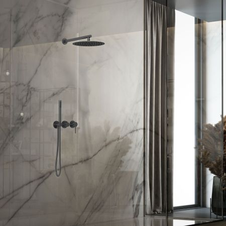 Душевой комплект Groove VSFW-4G01GM встраиваемый, 2 режима, 30см верх душ, вороненая сталь, артикул VSFW-4G01GM