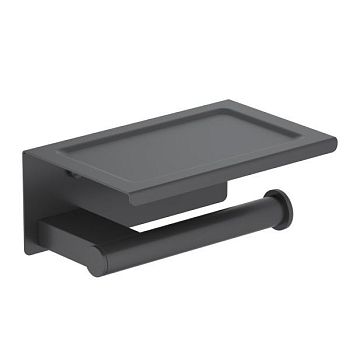 Бумагодержатель с полкой для телефона Timo Luiro черный (18543/03)