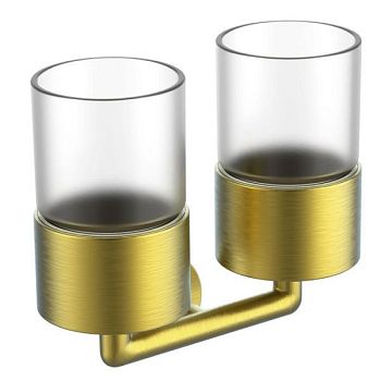 Стакан для ванной комнаты двойной Raglo R320.08.03, золотой сатин