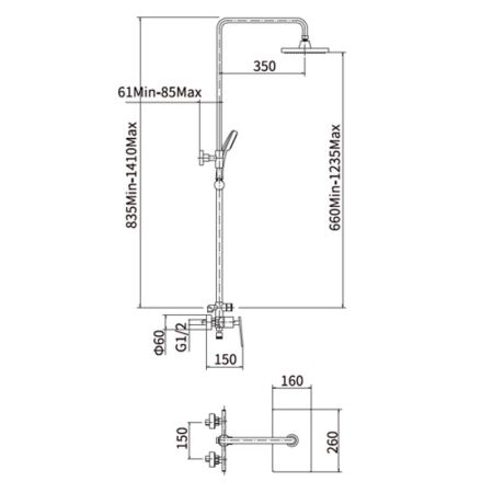 Душевая система FASHUN A2457, хром, артикул A2457