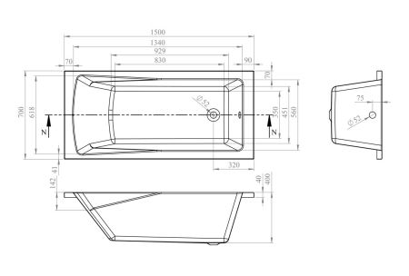 Акриловая ванна Lavinia Boho One 37010050, усиленный армированный корпус ванны, 150x70 см, артикул 37010050