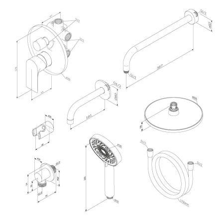 947510300 Apollo встраиваемая душевая система с ванно-душевым смесителем и изливом, чёрный, артикул 947510300
