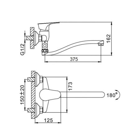 Смеситель для ванны D-Lin D140452-6, хром