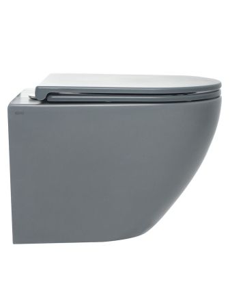 AQM2002MGR Унитаз подвесной с сиденьем SoftClose, технология смыва Rimless, скрыт.крепеж. Цвет серый, артикул AQM2002MGR