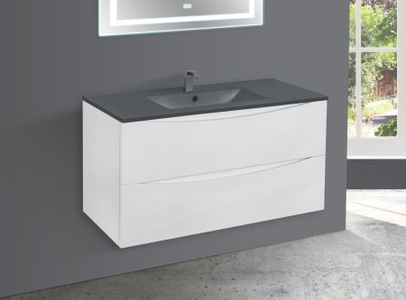 База под керамическую раковину Mia 1000 подвесная, 2 выкатных ящика soft close, G.White, артикул VMC-2MC100GW