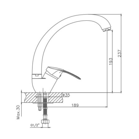 Смеситель для кухни Cron CN4139, хром
