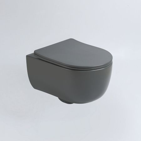 Унитаз подвесной Evo VT1-34SMA безободковый, цвет антрацит матовый, ультратонкое soft-close сиденье, артикул VT1-34SMA