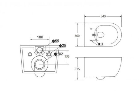 Чаша подвесного унитаза CEZARES MOLVENO CZR-2468-TH-R, артикул CZR-2468-TH-R